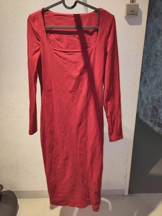Vestido rojo entallado escote cuadrado SHEIN Talla