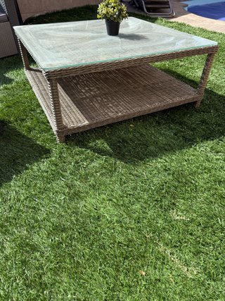 Mesa de Exterior de Ratán y Cristal