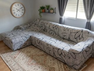 Sofá Cama con Chaise Longue y Funda
