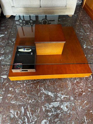 Mesa de Centro de Madera y Cristal