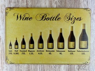 Cartelli metallici 20x30 - Dimensioni bottiglie di vino