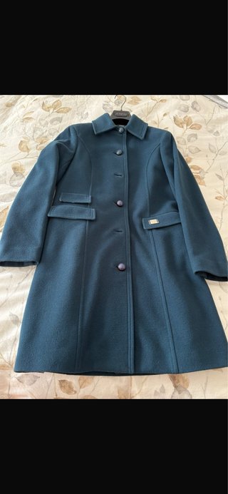 Abrigo de paño azul petróleo Talla 42