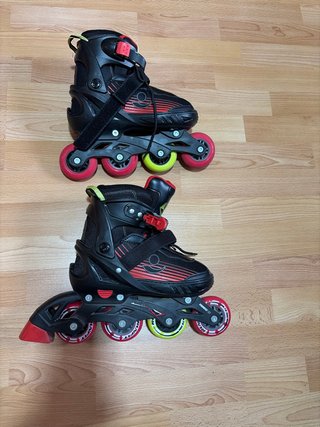 Patines ABEC 5 en línea negro y rojo. Talla 37-40