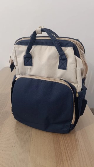 Mochila Maternal Azul y Crema