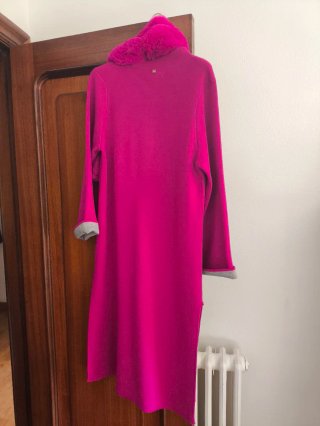 Chaqueta de punto larga fucsia Talla Única