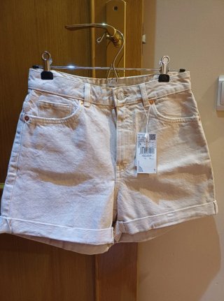 Pantalón Vaquero Corto Mango Beige