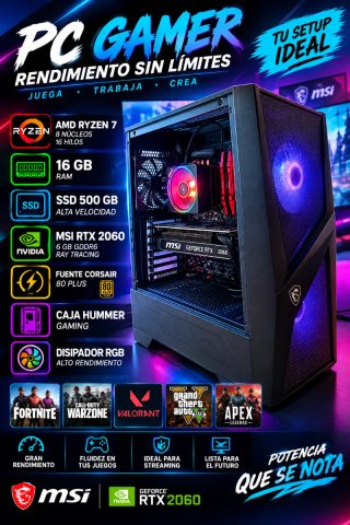 PC Gaming MSI Ryzen 7 16GB RAM RTX 2060