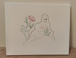 Quadro ricamato a mano Line Art