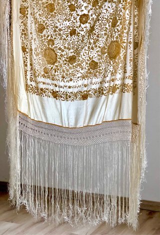 MANTÓN de MANILA antiguo de seda