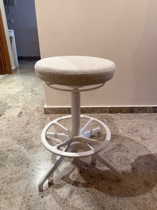Taburete Regulable Blanco y Beige