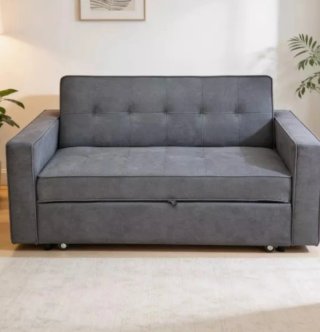 Sofá Cama Gris de Tela