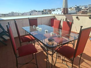 Conjunto Mesa de Forja y Cristal con 6 Sillas