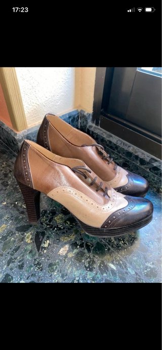 Botines de piel bicolor