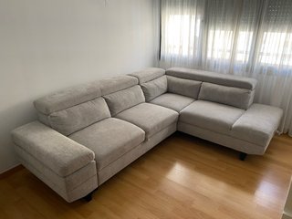 Sofá Chaise Longue gris claro con cama SWAN