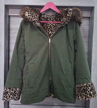 Parka Reversible Punt Roma Caqui y Leopardo