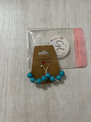 Pendientes de Aro con Cuentas Turquesa