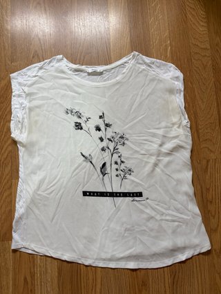 Camiseta Mango Blanca Estampada Talla M
