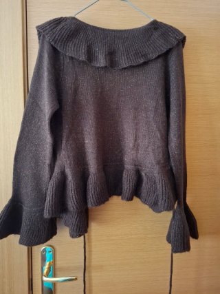 Chaqueta Cruzada de Punto Marrón
