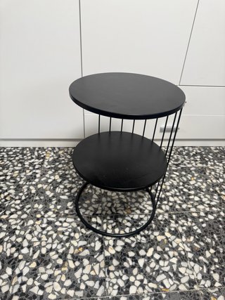 Mesa de Centro Redonda de Metal Negra