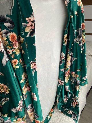 Kimono Chaqueta Terciopelo Verde Estampado