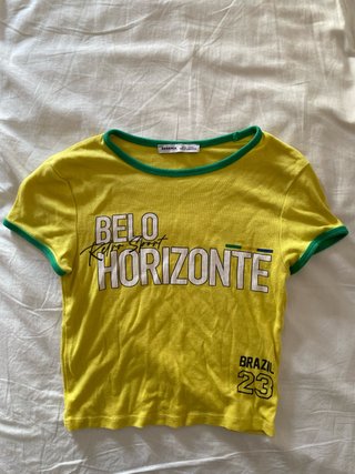 Camiseta Corta Amarilla Bershka