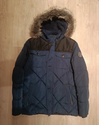 Abrigo Acolchado Azul con Capucha Talla 13/14 años