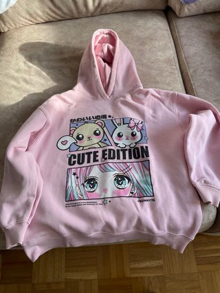 Sudadera Zara Rosa Estilo Kawaii