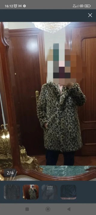 Abrigo de Pelo Sintético animal print Zara Basic