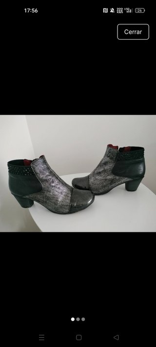 Botines de Piel y Charol Negro y Plata 38