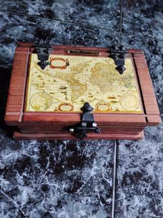 Caja de Madera Decorativa Mapa Antiguo