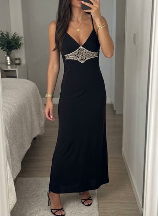 Vestido Largo Negro Elegante Talla M/L elastico
