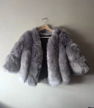 Chaqueta de Pelo Gris FASHIONABLE Talla S