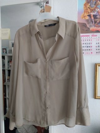 Camisa Transparente Zara Beige
