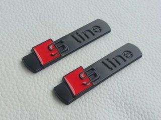 Logo Emblema Audi Sline Laterales Negro Mate