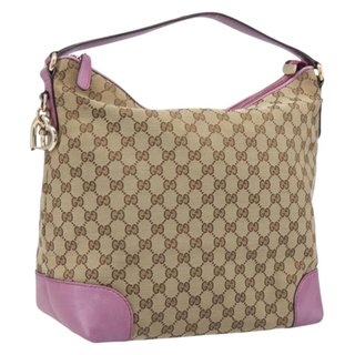 GUCCI GG Canvas Shoulder Bag Beige Gold 269958
