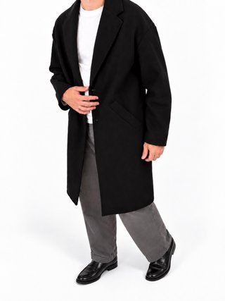 Abrigo Zara Man negro oversize largo hombre M