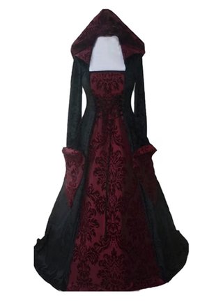 Vestido Gótico con Capucha Negro& Rojo talla S y M