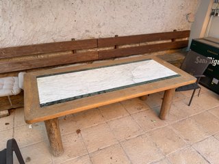 Mesa de Exterior de Madera y Mármol