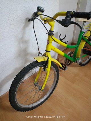 Bicicleta Infantil Clásica Amarilla y Verde.