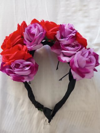 CORONA DE FLORES DISFRAZ DE CATRINA