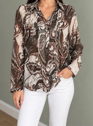 Blusa de seda estampada