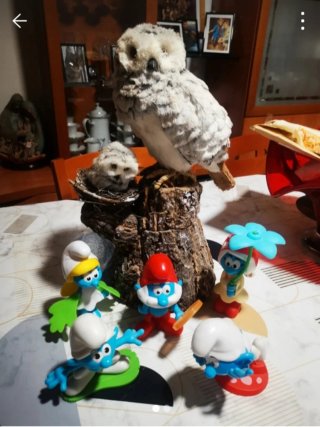 Figuras de Pitufos y Búhos Decorativos