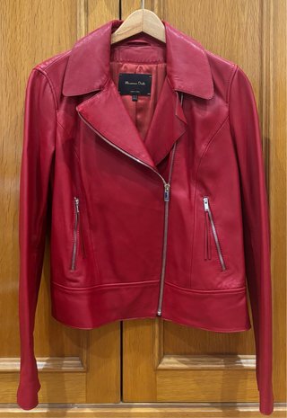 Cazadora mujer de Piel Roja Massimo Dutti
