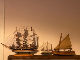 Set de 3 Barcos de Madera Decorativos