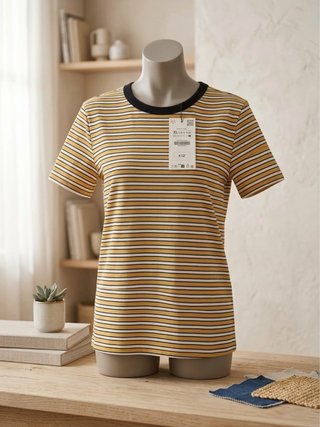 Camiseta de zara de rayas amarilla y blanca