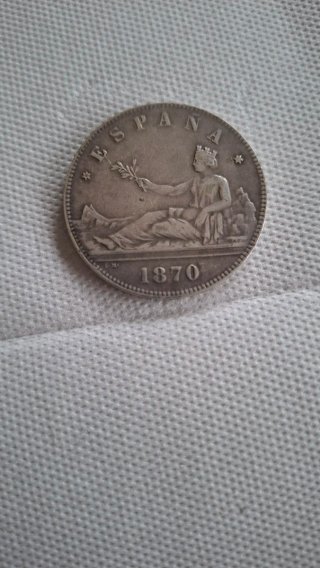 Moneda antigua España 1870 plata.