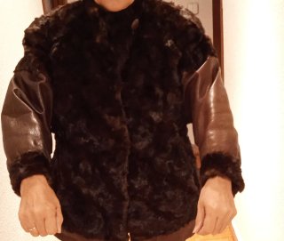 Chaquetón de Piel y Cuero Marrón