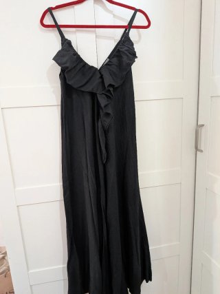 Vestido largo de lino negro