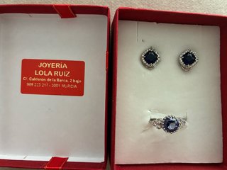 Conjunto de Plata y Circonitas Azul Zafiro