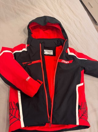 Chaqueta de esquí Spyder roja y negra, talla 6